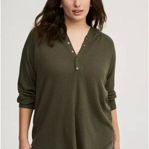 Torrid Deep Green Waffle Snap Front Hoodie